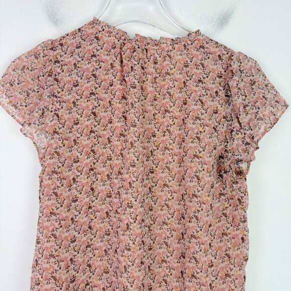 Cupcakes and Cashmere Floral Metallic Flutter Sleeve Top Size Small S EUC - Picture 10 of 11